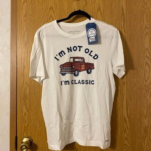 Life Is Good White Short Sleeve Tee with Classic Graphic